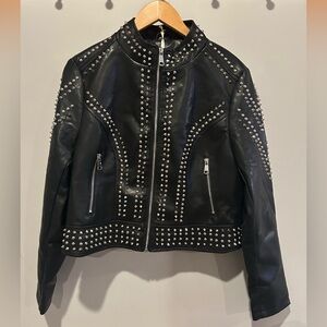 NWT Bellivera faux leather biker jacket w/ studded rivets